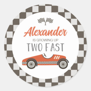 Sticker Rond Deux voitures de course rouge rapide anniversaire