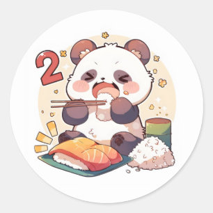 Sticker Rond Deuxième anime de panda drôle