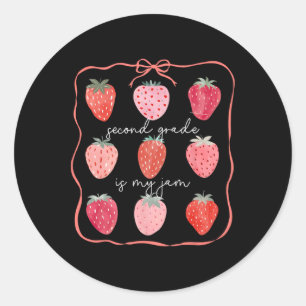 Sticker Rond Deuxième année est mon truc 2e année fraise dos T