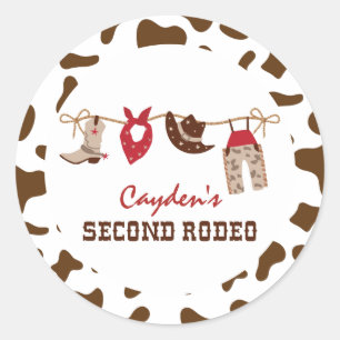 Sticker Rond Deuxième Rodéo Cow-boy occidental 2e Anniversaire