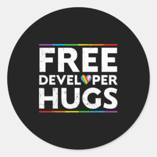 Sticker Rond Développeur câlins suprt Lgbt Fiers défilés Drapea