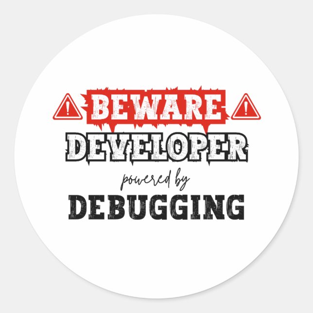Sticker Rond Développeur optimisé par le débogage | Programmati (Devant)