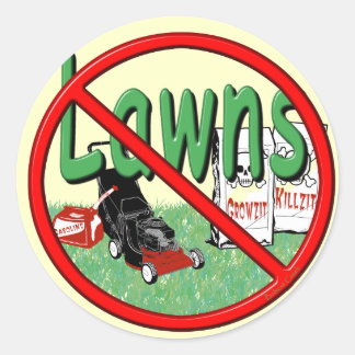 Sticker Rond Devenez écolo anti-pelouse