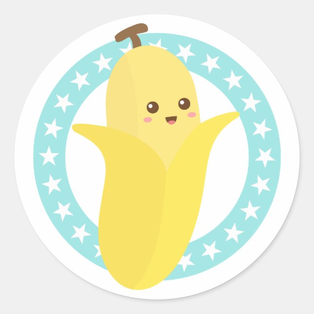 Sticker Rond Devenir fou avec une banane mignonne (Devant)