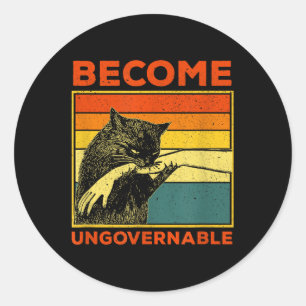 Sticker Rond Devenir ingouvernable - Black Cat Mâle de morsure