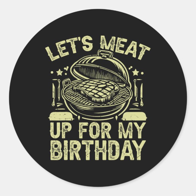 Sticker Rond Devenons-nous pour mon anniversaire Bbq Party (Devant)