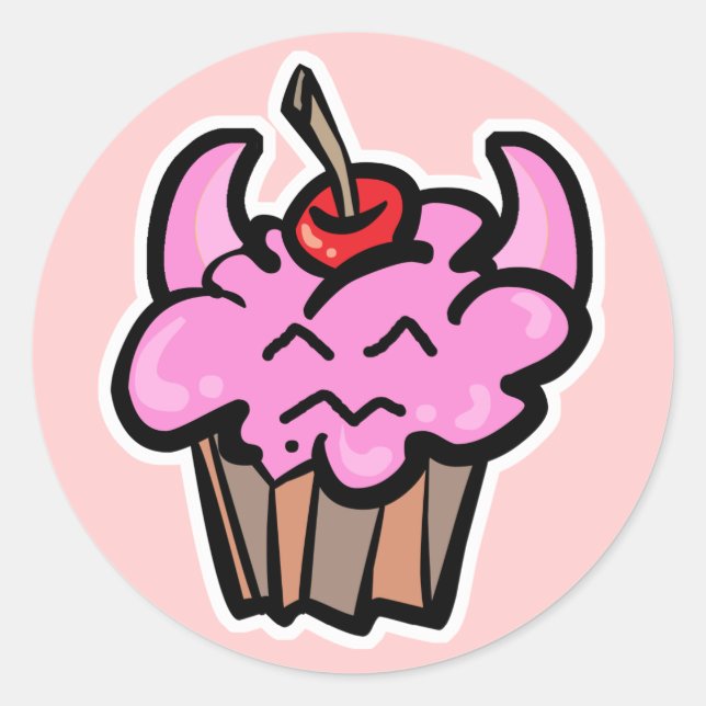 Sticker Rond Devil Food Cupcake (Devant)