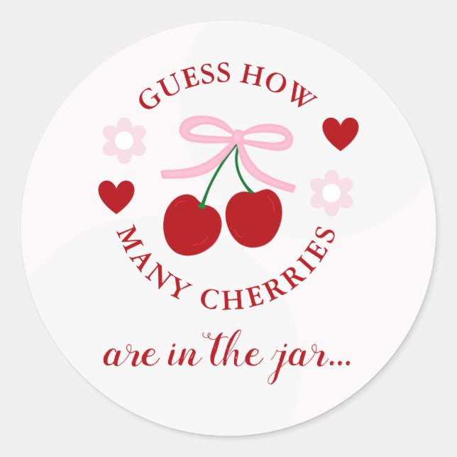Sticker Rond Devinez combien de cerises à la Baby Shower (Devant)