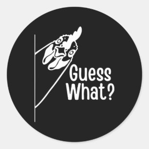 Sticker Rond Devinez Quelle Blague Drôle de Cul de Poulet
