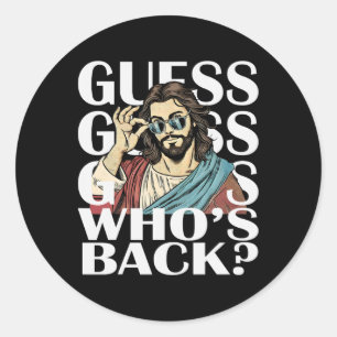 Sticker Rond Devinez Qui Byck Jésus Pâques Tee Religieux Cathol