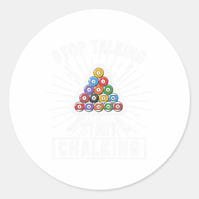 Sticker Rond Devis du joueur de piscine amusant Billard Arrêter (Devant)