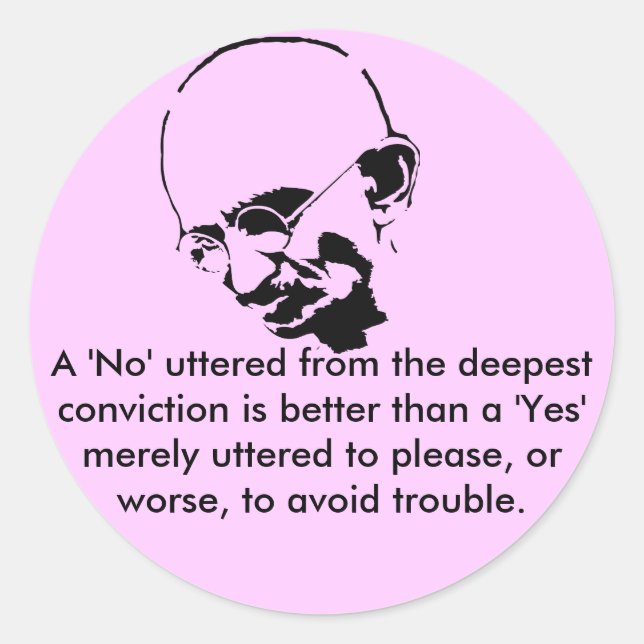 Sticker Rond Devis Personnalisable Mohandas Gandhi (Devant)
