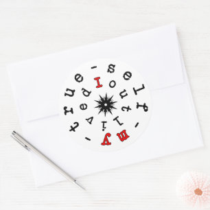 Sticker Rond Devise existentielle : J'ai survécu à mon vrai moi