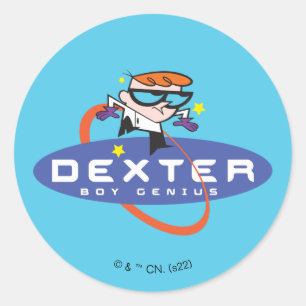 Sticker Rond Dexter "Boy Genius"