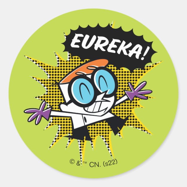 Sticker Rond Dexter "Eureka!" Halftone Callout Graphic (Devant)