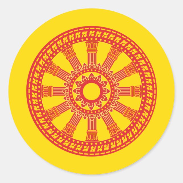 Sticker Rond Dharmacakra - (Thaïlande) Conception (Devant)
