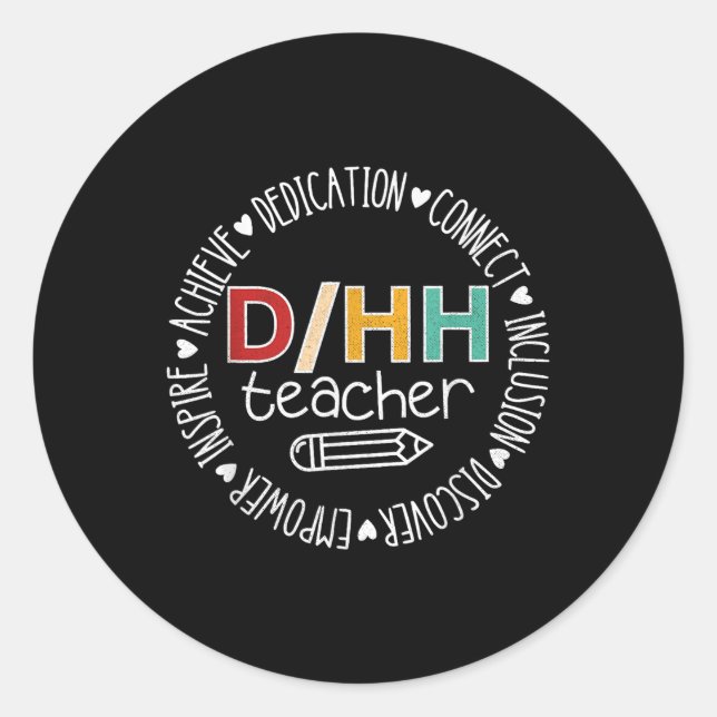 Sticker Rond Dhh Enseignant Dhh Enseignant Sourd Enseignant Dea (Devant)