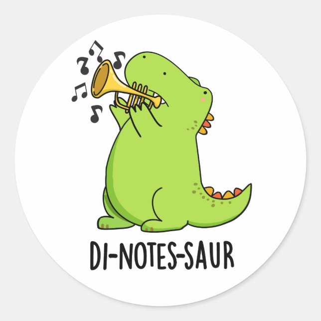 Sticker Rond Di-notes-saur Blague de dinosaure drôle (Devant)