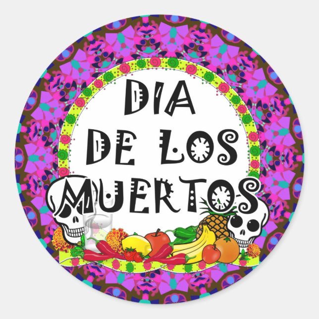 Sticker Rond Dia De Los Muertos (Devant)