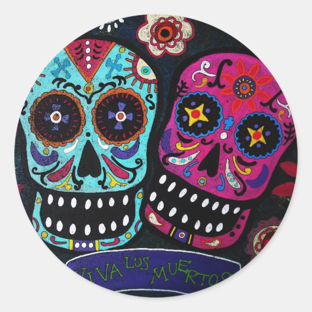 STICKER ROND DIA DE LOS MUERTOS (Devant)