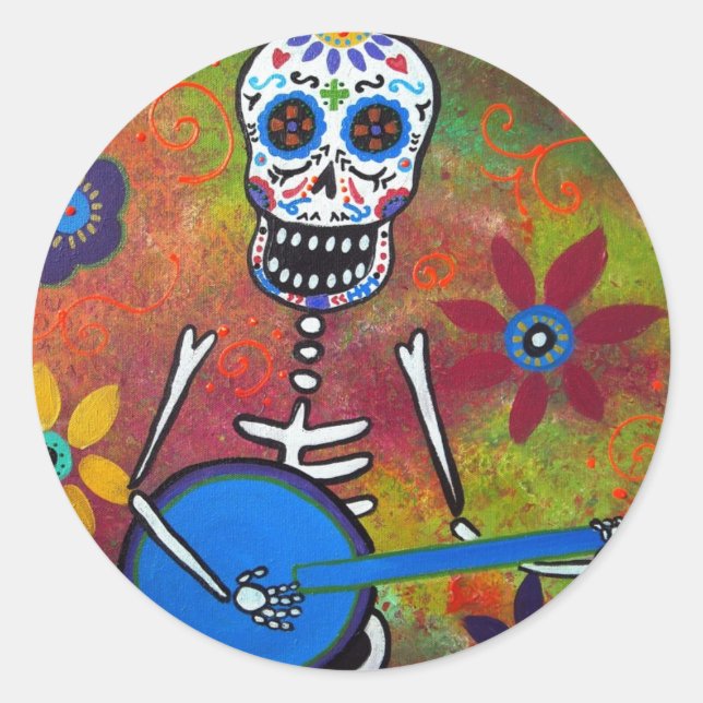 STICKER ROND DIA DE LOS MUERTOS (Devant)