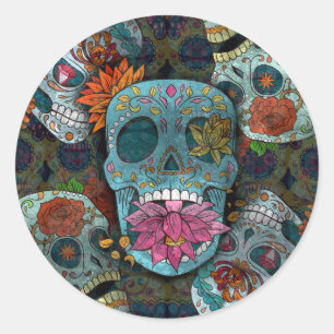 Sticker Rond Dia De Los Muertos
