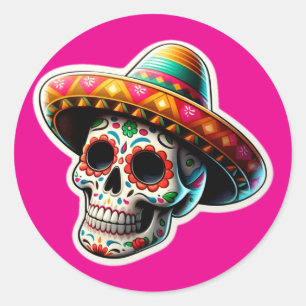 Sticker Rond Dia de los Muertos 2