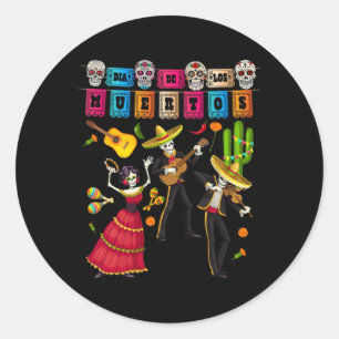 Sticker Rond Dia De Los Muertos Figures - Papel Mexicain Picado