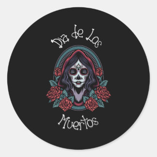 Sticker Rond Dia de los Muertos - Sugar Candy Crâne