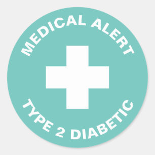 Sticker Rond Diabète Alerte Médicale Type 2 Diabétique Bleu