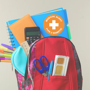 Sticker Rond Diabète Alerte Médicale Type 2 Diabétique Orange