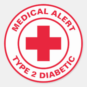 Sticker Rond Diabète Alerte Médicale Type 2 Diabétique Rouge