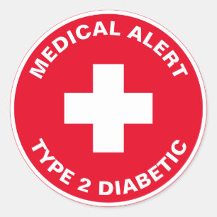 Sticker Rond Diabète Alerte Médicale Type 2 Diabétique Rouge