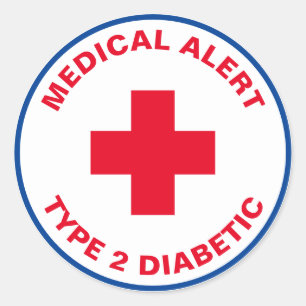Sticker Rond Diabète Alerte Médicale Type 2 Diabétique Rouge