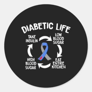 Sticker Rond Diabète amusant Cycle de vie Diabète Cadeau de sen