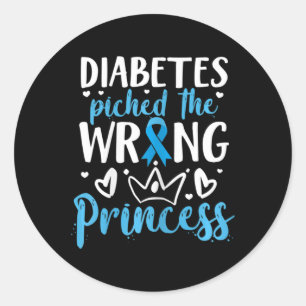 Sticker Rond Diabète attrapé Le Mauvais Princesse Diabète Award