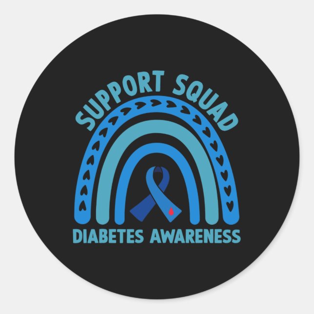 Sticker Rond Diabète Blue Support Squad Sensibilisation au diab (Devant)