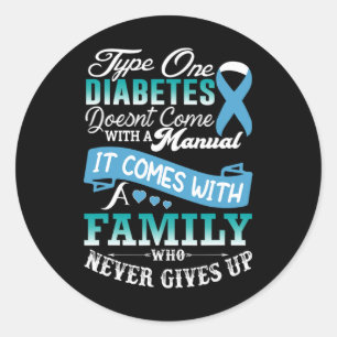 Sticker Rond Diabète de type 1 pour la famille Bleu Ruban Diabé