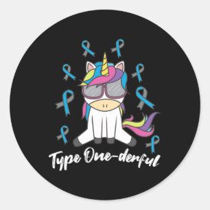 Sticker Rond Diabète de type 1 T1d Licorne Type Onederful Aware