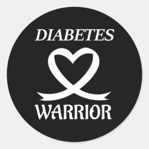 Sticker Rond Diabète Guerrier Cardiologie Ruban de Coeur Sensib