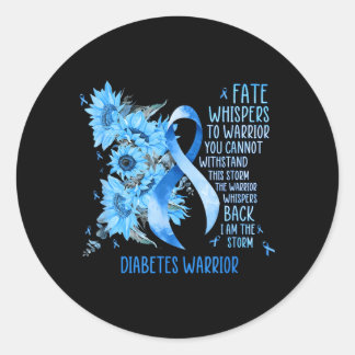 Sticker Rond Diabète Guerrier Ruban Bleu Papillon Diabète