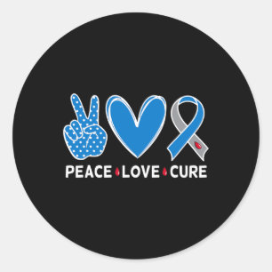 Sticker Rond Diabète Guerrier Sensibilisation Blue Peace Love C