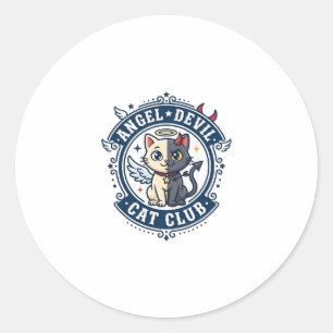 Sticker Rond Diable Ange Chat Idée Cadeau pour Maman Chat - Dia