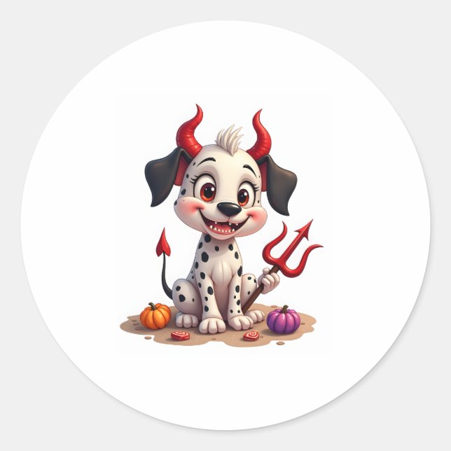 Sticker Rond Diable Dalmatie mal (Devant)