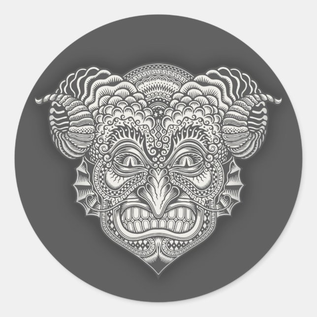 Sticker Rond Diable dans les détails (Devant)