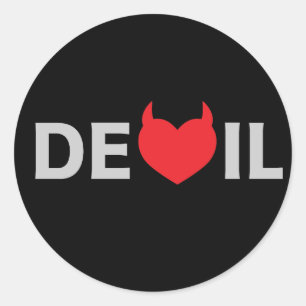 Sticker Rond Diable et coeur