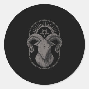 Sticker Rond Diable Goat Pentagram Baphomet Satan Occulte Satan