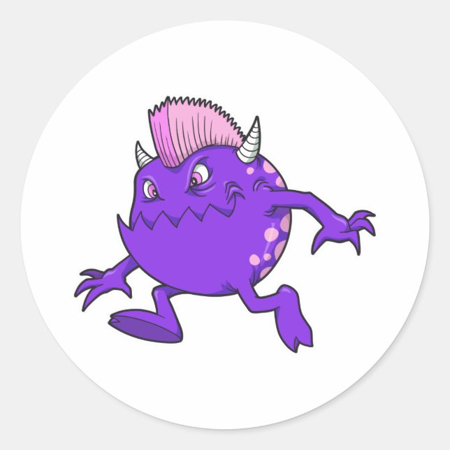Sticker Rond diable punk violet monstre mohawk (Devant)