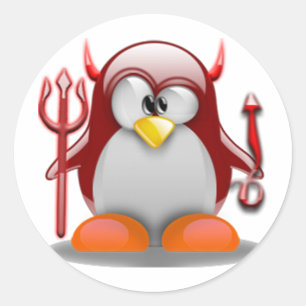 Sticker Rond Diable Tux (Linux Tux)