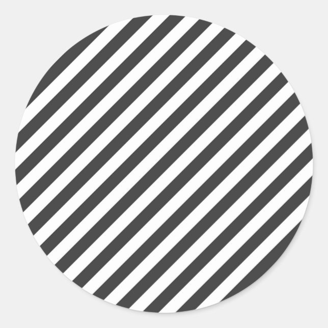 Sticker Rond Diagonal black and white stripes  pattern (Devant)